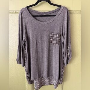 Ezra Women's Long Sleeve Top in Gray with Patterned Details